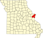 Map of Missouri highlighting Saint Louis County